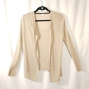 Vintage! Y2K twinset - gold metallic, open work diamond knit pattern